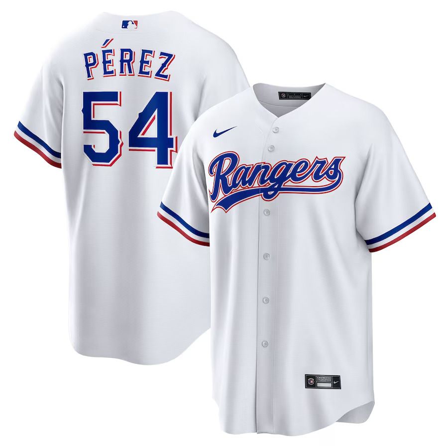 Men Texas Rangers #54 Martin Perez Nike White Home Replica Player MLB Jersey->->MLB Jersey